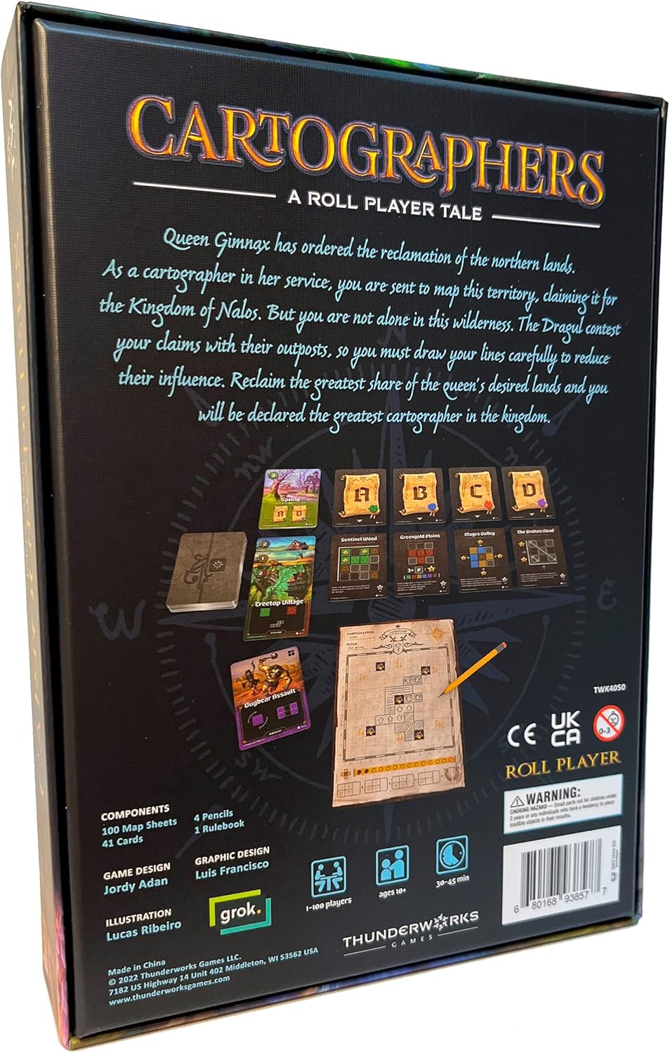 Back of the Box for Cartographers A Roll Player Tale Board Game