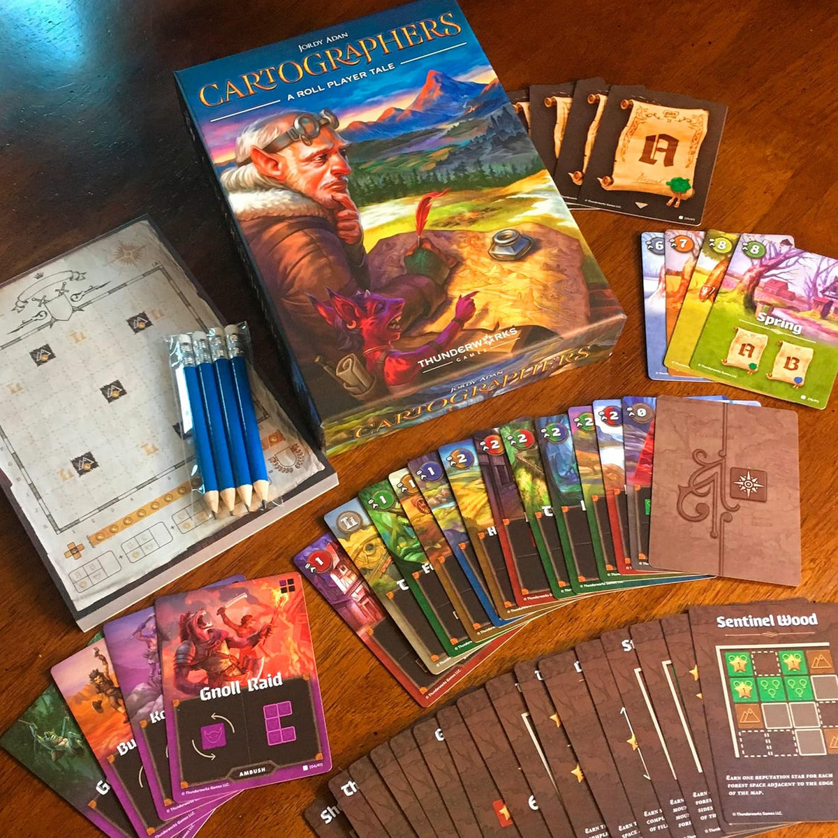 Cartographers a Roll Player Tale Board Game Box and Components