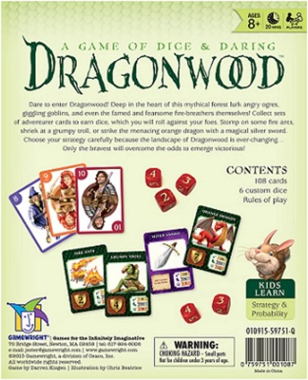 Back of the Dragonwood Game Box