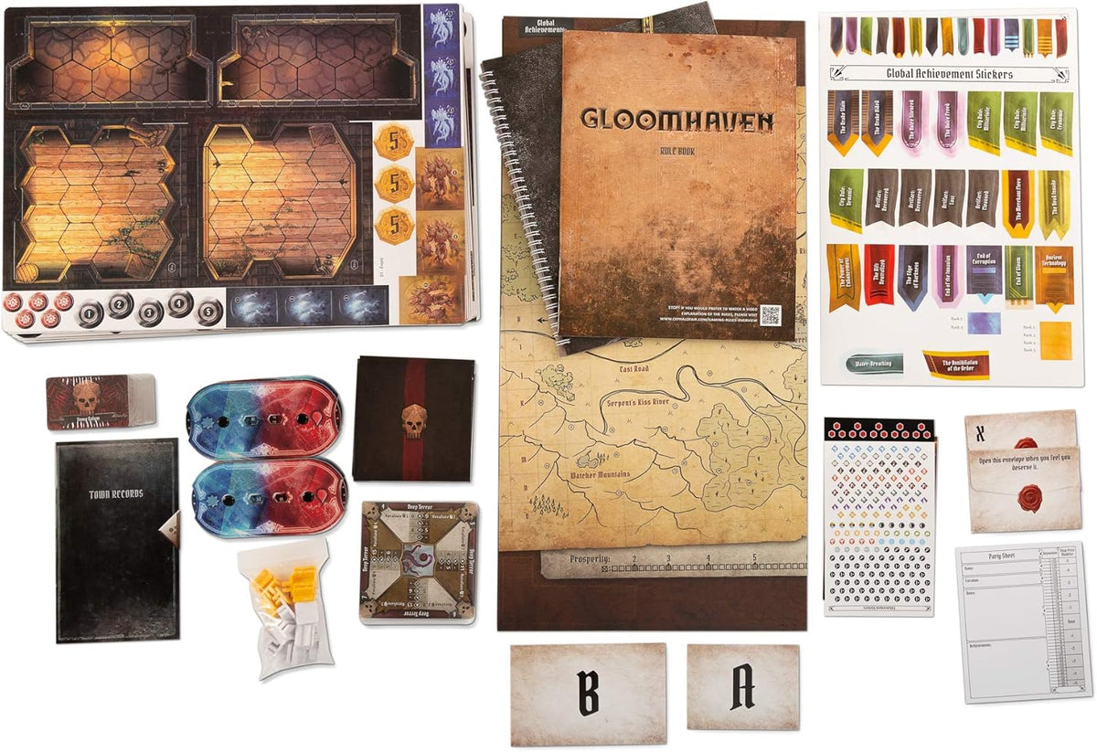 Gloomhaven Components Laid Out