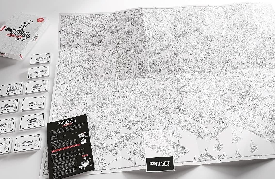 MicroMacro Board Game Map and Components