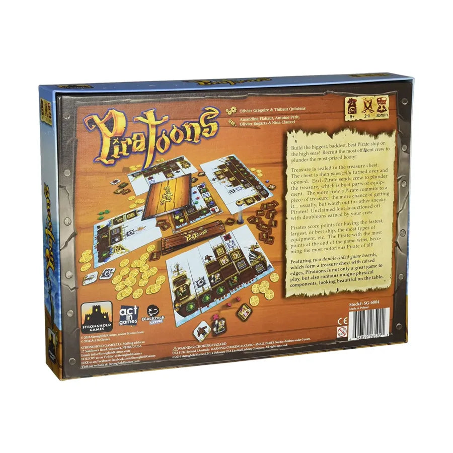 Back of the Box of Piratoons Board Game