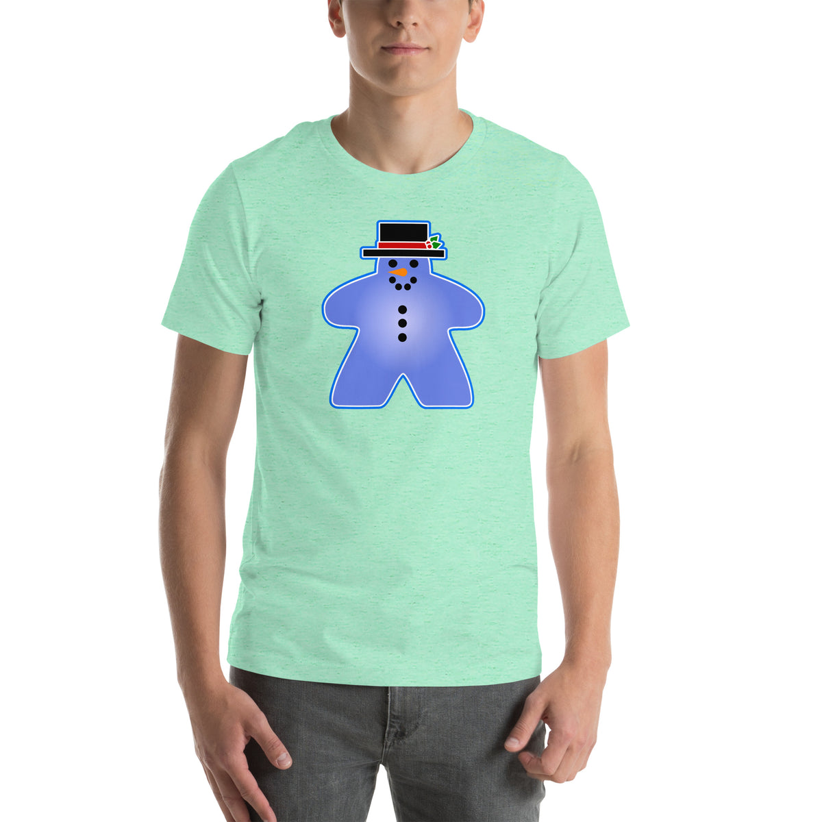 Blue Meeple Christmas Snowman T-Shirt