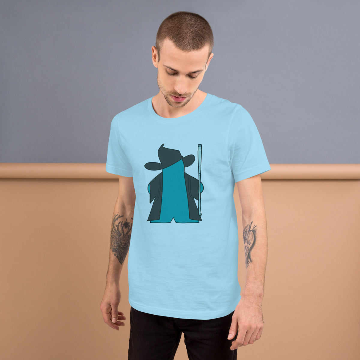 Blue Meeple Wizard D&amp;D T-Shirt