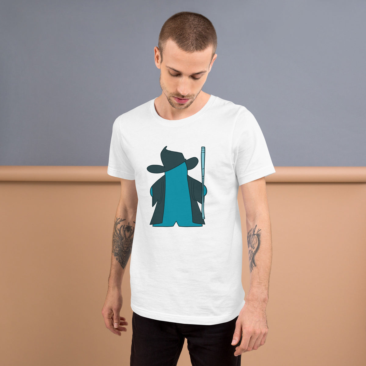 Blue Meeple Wizard D&amp;D T-Shirt