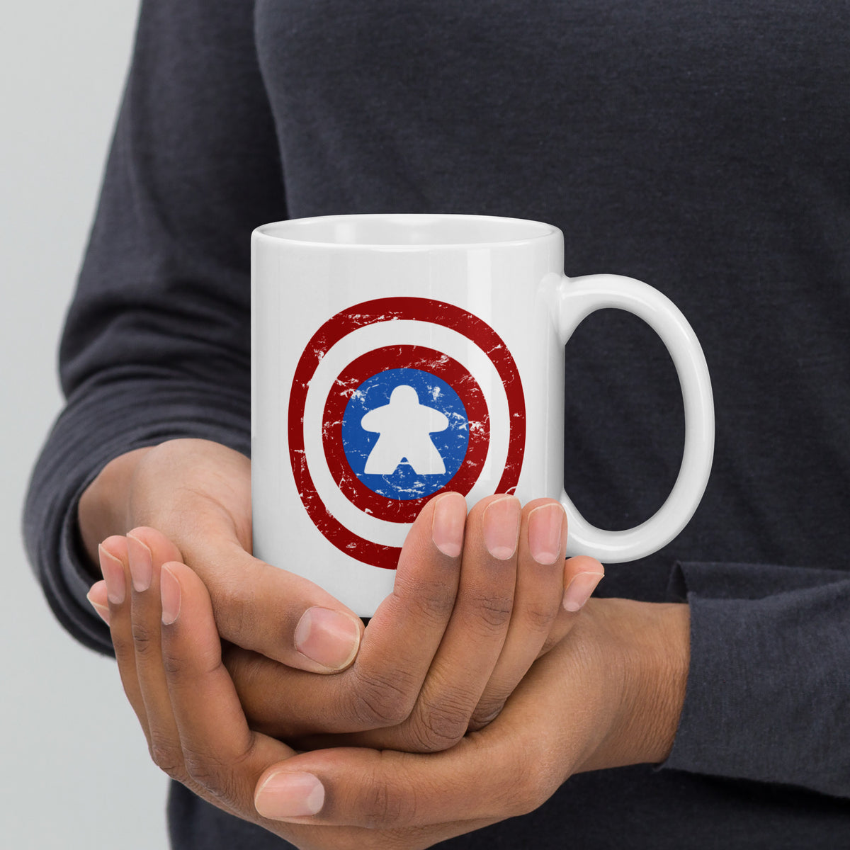 Captain Meeple Shield Board Game Coffee Mug