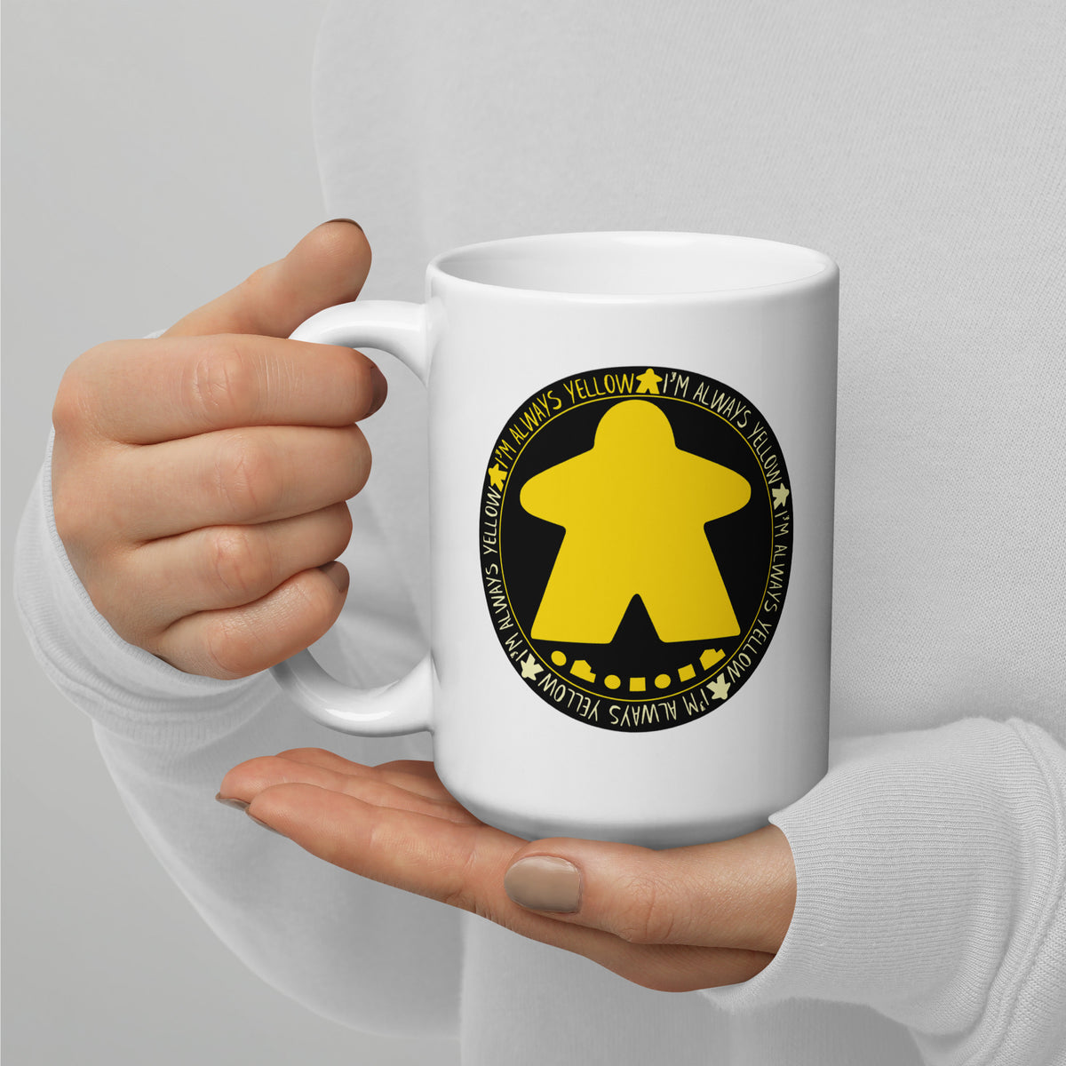 I&#39;m Always Yellow Meeple Board Game Ceramic Mug