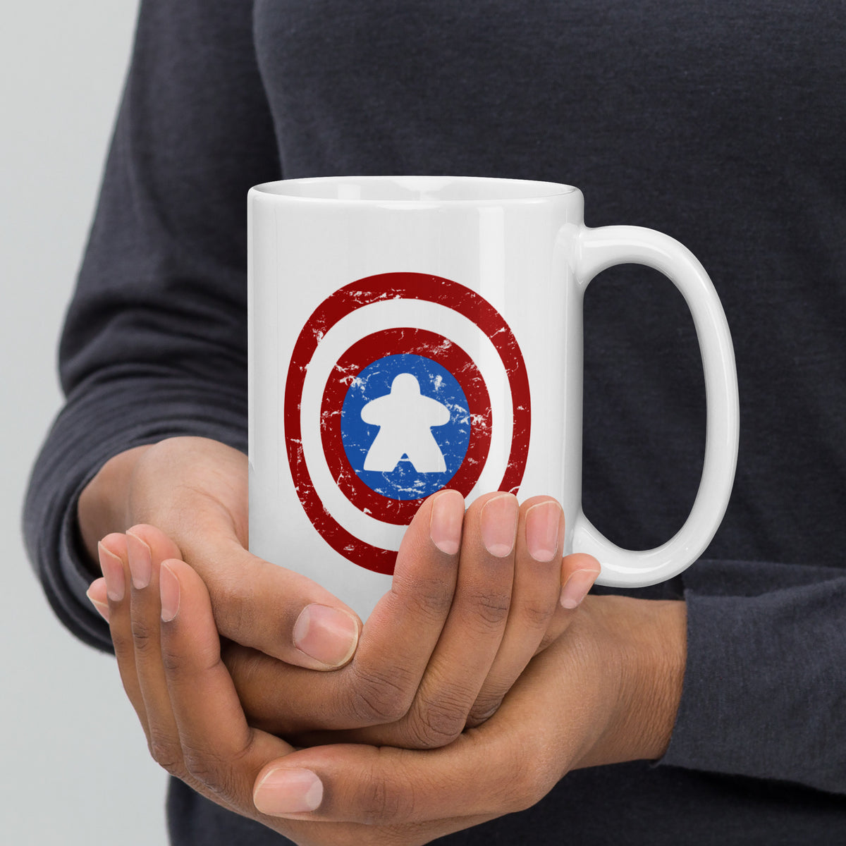 Captain Meeple Shield Board Game Coffee Mug